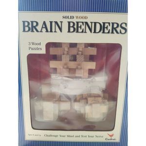 OPEN BOX Cardinal Wood Brain Benders 3-D 3 Puzzles Learning Brain Teaser